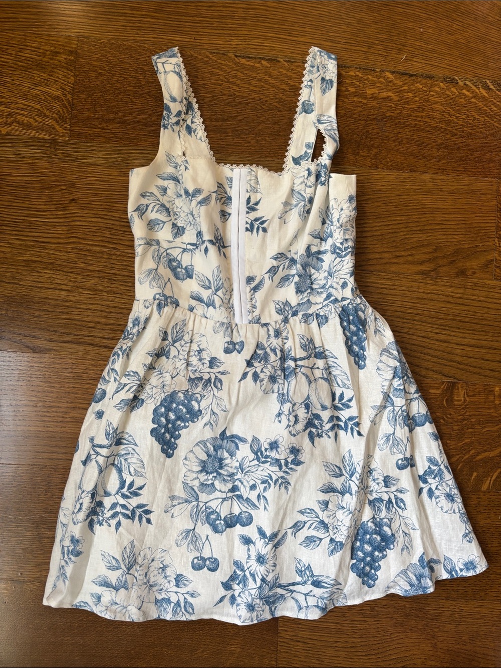 Reformation blue and white mini dress